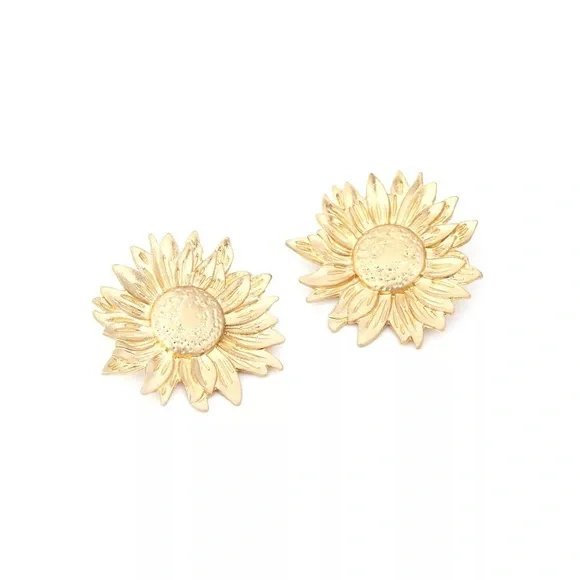 Zara Gold New Trend Sun Big Pin Modern MoMa Earrings - Picture 14 of 16